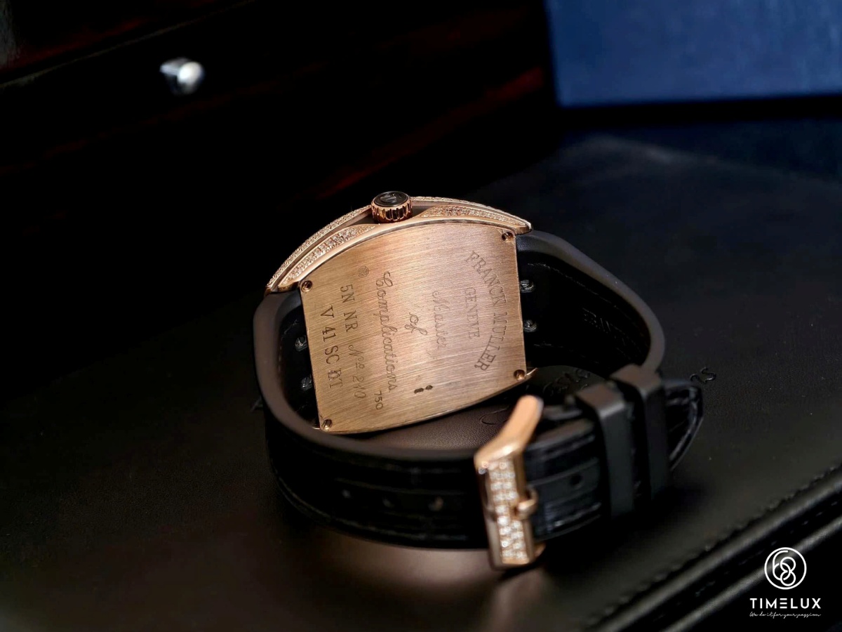 Franck Muller V41 Au750 Rose Gold Pave Full Diamond Custom Dial Automatic Size 41mm Fullset