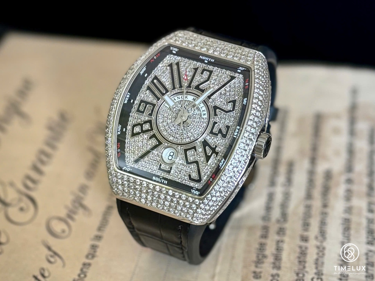 Franck Muller V41 Yachting Pave Full Diamond Custom Dial 41mm