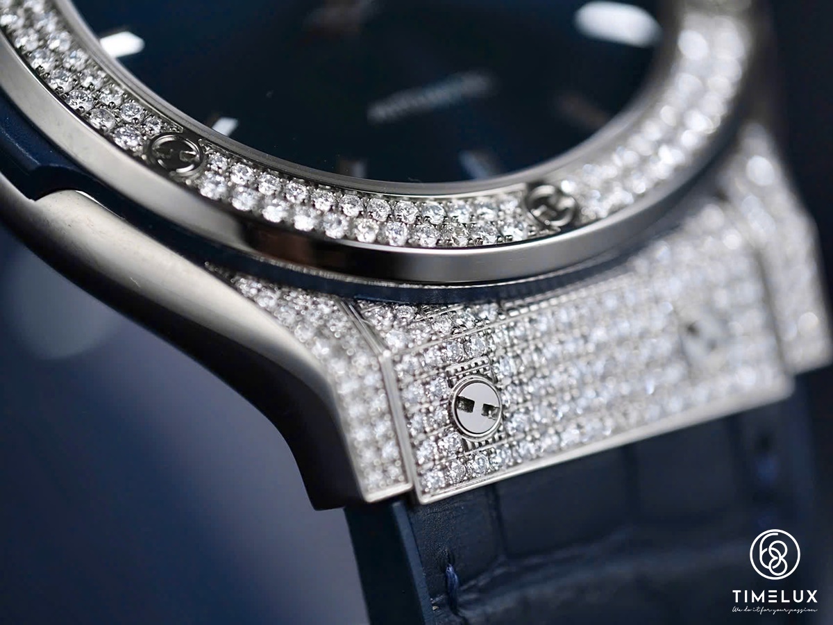 HUB Classic Fusion NavyBlue Dial Custom Pave Full Diamond 42mm Fullset 2022