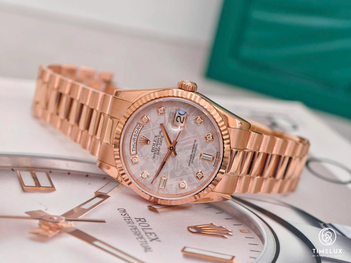 Rolex 118235 Day-Date 36mm Vàng Hồng Au750 Mặt Thiên Thạch
