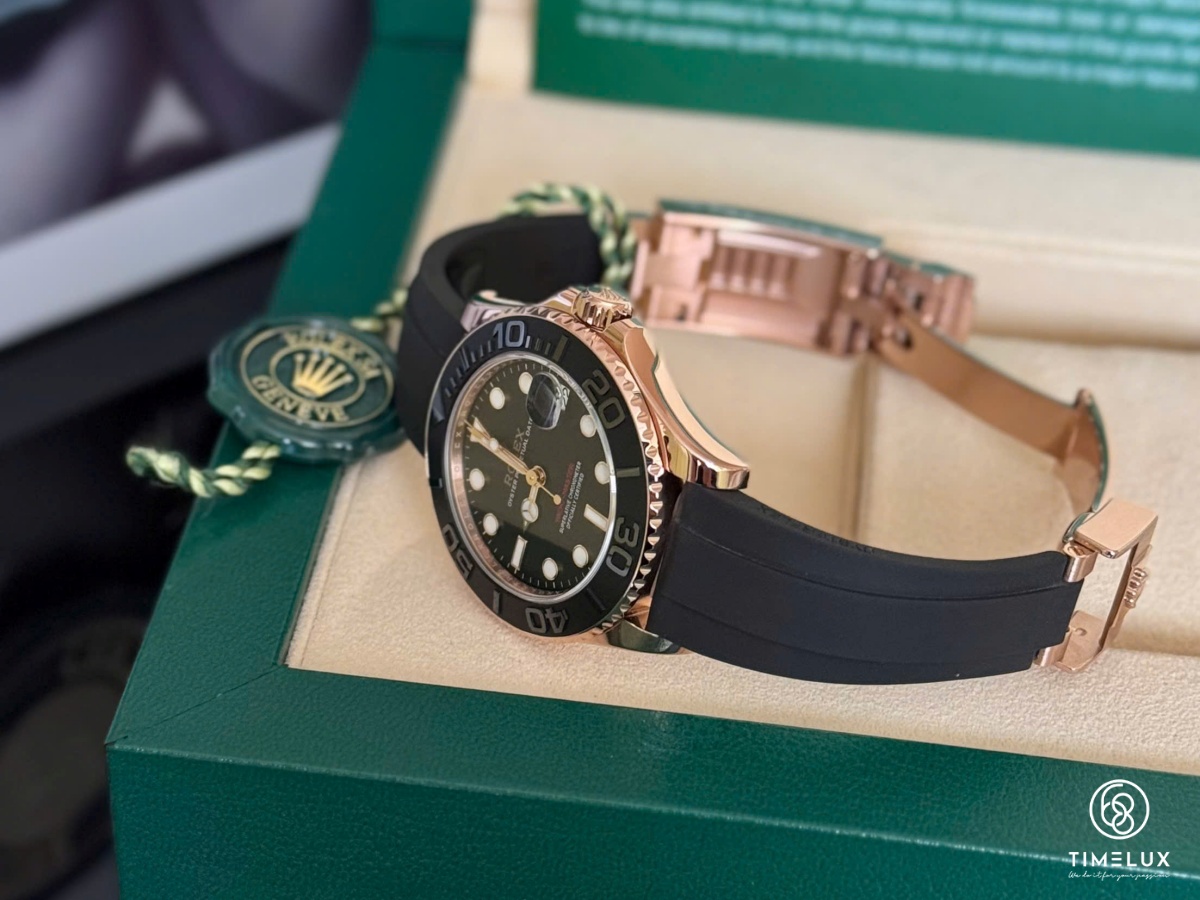 Rolex Yacht-Master 268655 37mm Au750 Everose Mặt Đen Dây Oysterflex