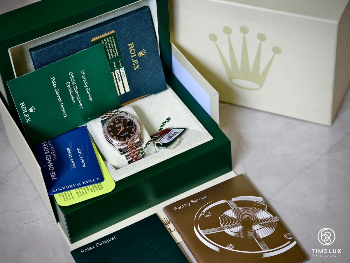 Rolex 116231 Datejust 36mm Mặt Số Đen Số La Mã Full Phụ Kiện