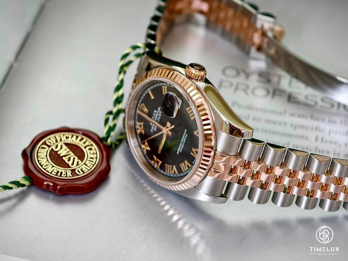 Rolex 116231 Datejust 36mm Mặt Số Đen Số La Mã Full Phụ Kiện