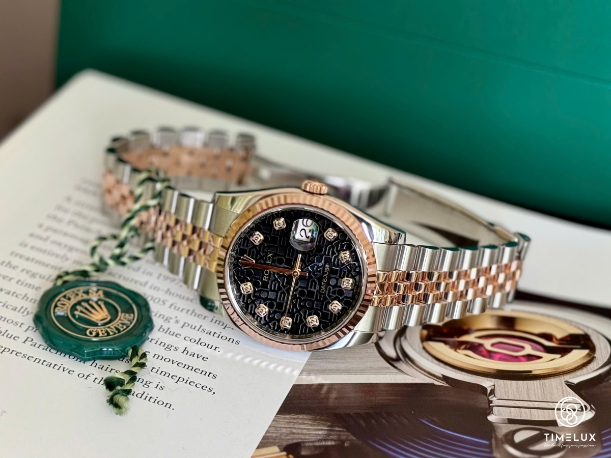 Rolex Datejust 116231 vi tính đen RoseGold/Steel 36mm