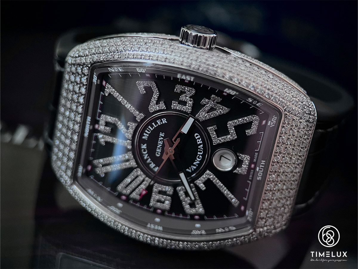 Franck Muller V41 Vanguard Pave Full Diamond Custom Grey Automatic Size 41mm Fullset