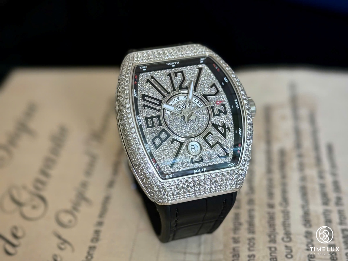 Franck Muller V41 Yatching Pave Full Diamond Custom Dial Automatic Size 41mm Fullset