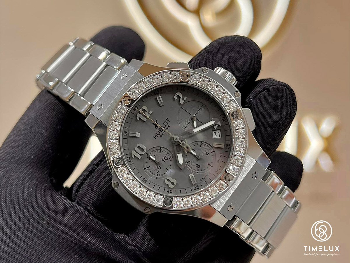 Hub Big Bang Earl Gray Diamond Bezel  Titanium/Steel Chronograph Automatic 41mm  - Model: 342.ST.5010.ST