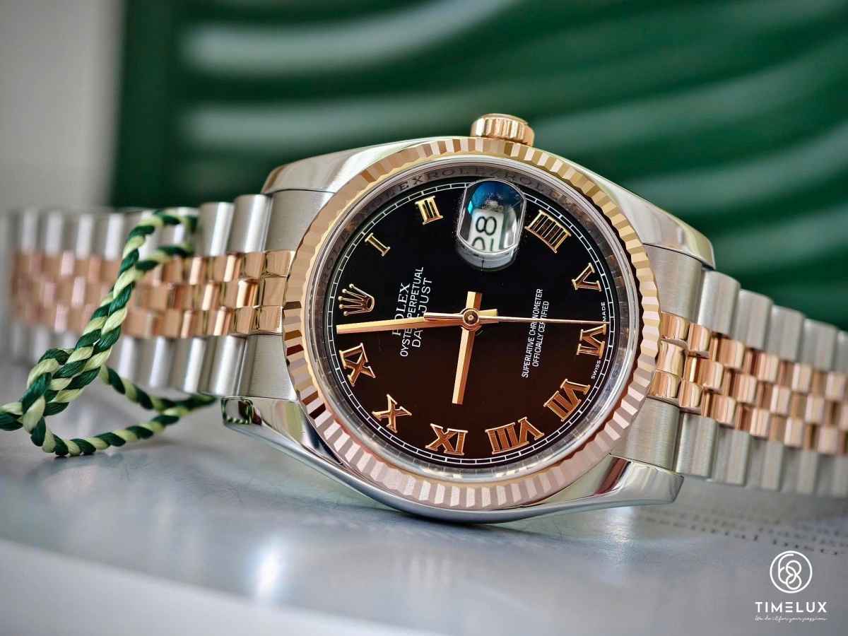 Rolex Datejust 116231 Black Roman RoseGold/Steel 36mm
