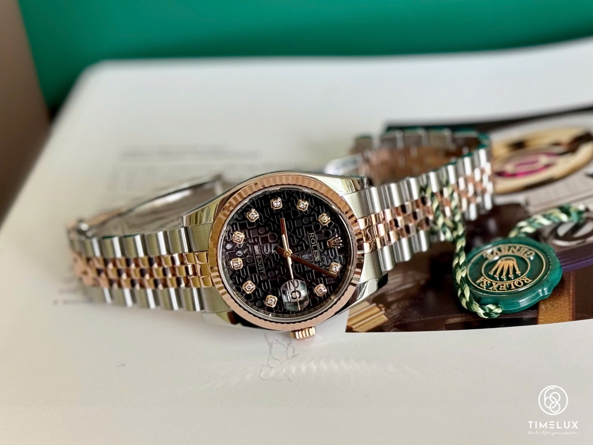 Rolex Datejust 116231 vi tính đen RoseGold/Steel 36mm