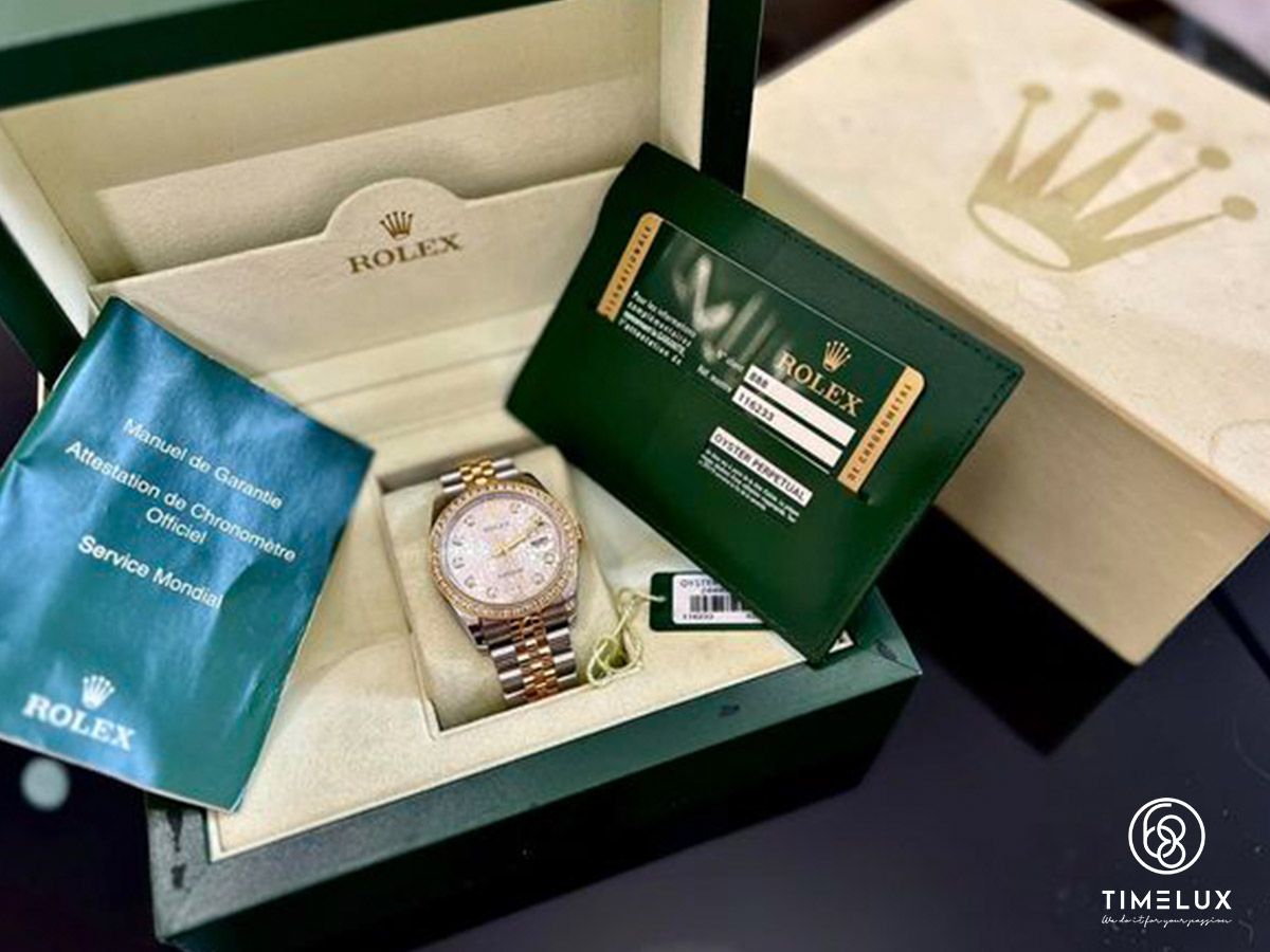 Rolex Datejust 116233 mặt vi tính trắng Option Diamond Bezel Gold/Steel Automatic 36mm Fullset