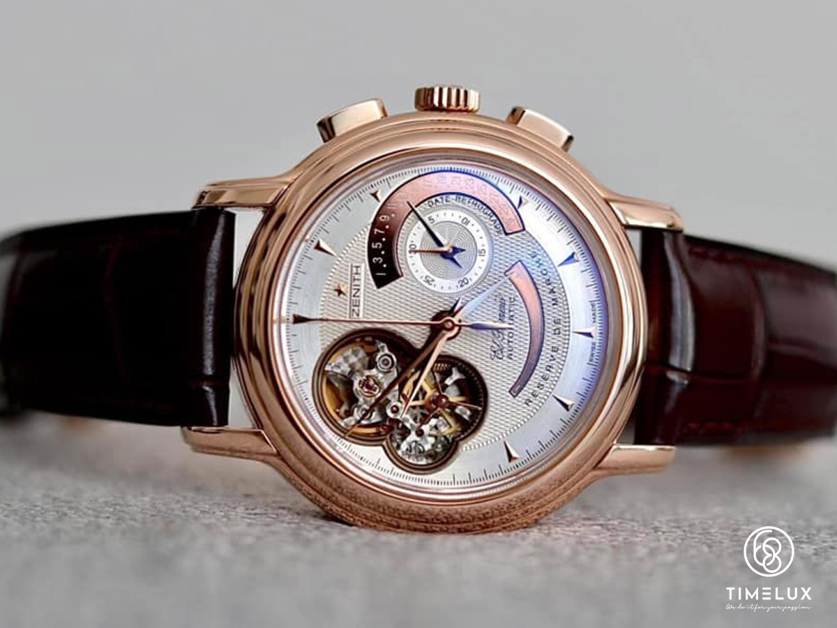 Zenith El Primero Chronomaster Open T Retrograde 18K 750 Rose Gold Size 40mm